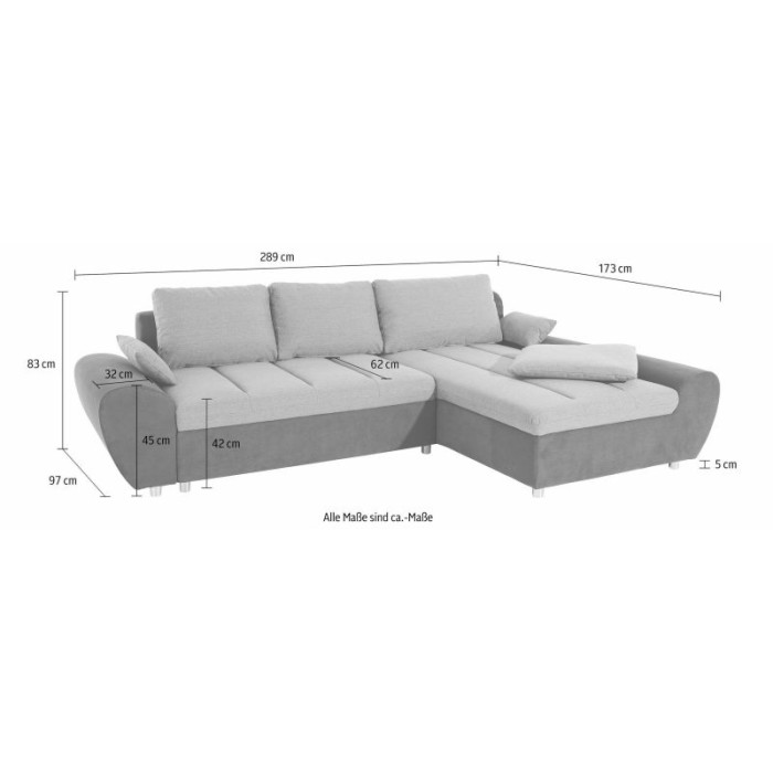 BANDOS Ecksofa anthrazit/lila - rechte Seite