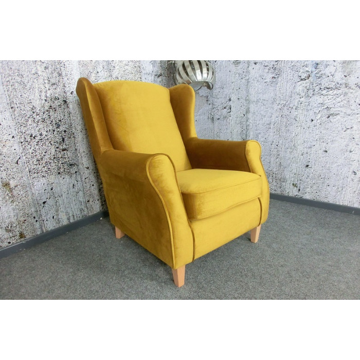 LORRIS Sessel mit Ohren aus Samt gelb senf Max Winzer