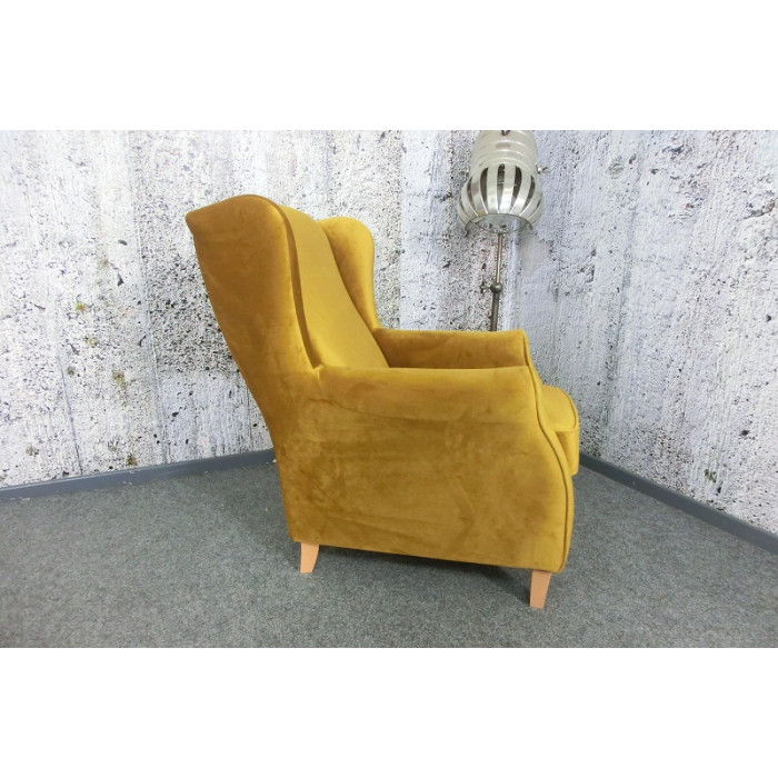 LORRIS Sessel mit Ohren aus Samt gelb senf Max Winzer