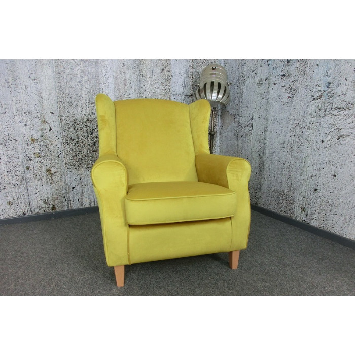 LORRIS Sessel mit Ohren aus Samt gelb Max Winzer