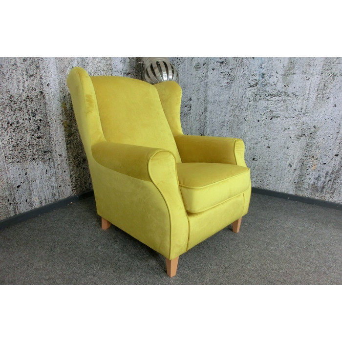 LORRIS Sessel mit Ohren aus Samt gelb Max Winzer