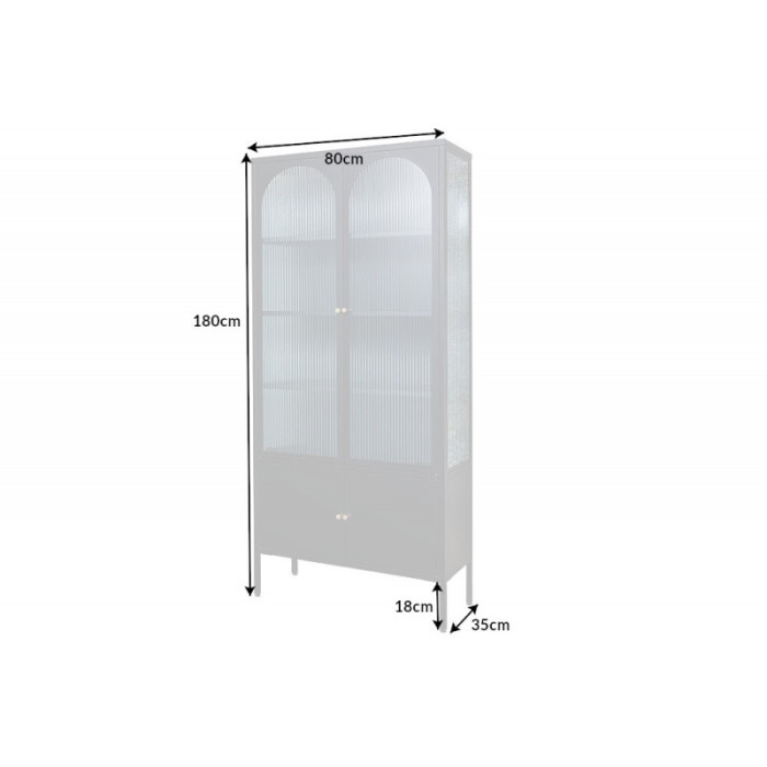 PARIS Glasvitrine geripptes Glas schwarz 180cm