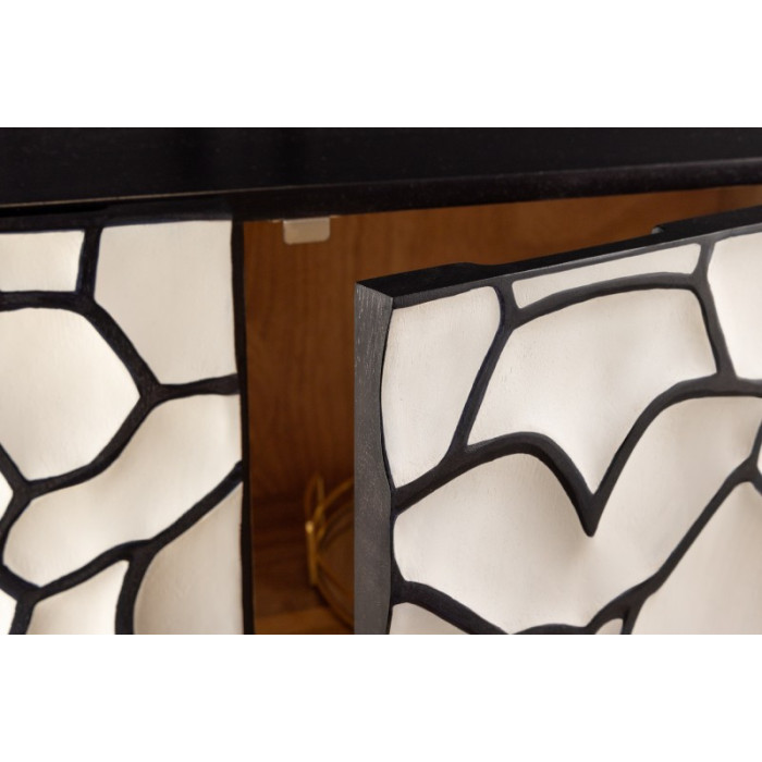 VULCANO Mosaik-Kommode Mangoholz weiß/schwarz 120cm
