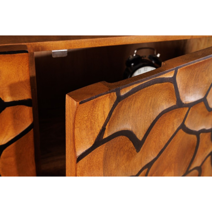 VULCANO Kommode Mosaikholz Mango braun/schwarz 177cm