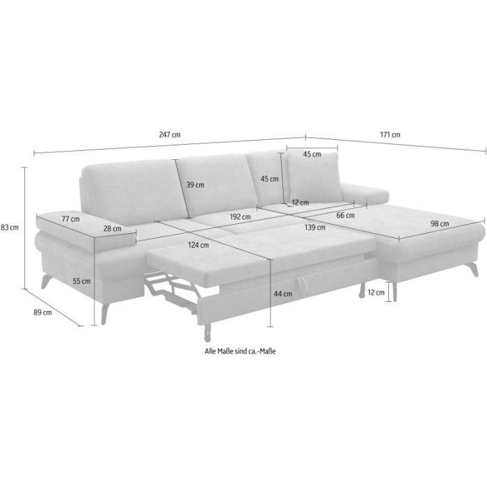 MORRIS Ecksofa Garnitur grau - rechte Seite