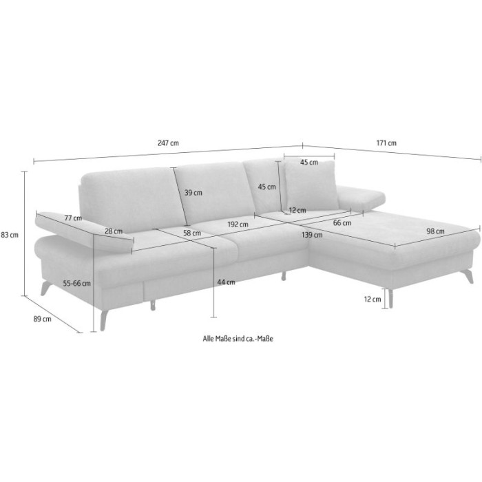 MORRIS Ecksofa Garnitur grau - rechte Seite