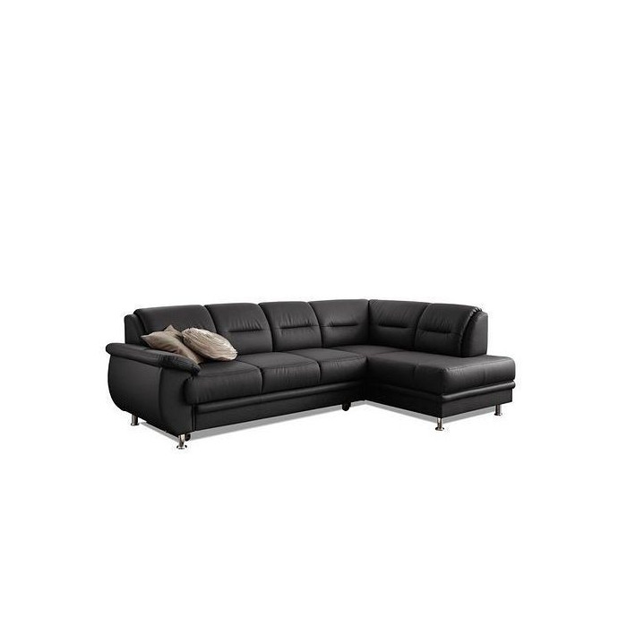 MAILAND Leder-Ecksofa schwarz - rechte Seite