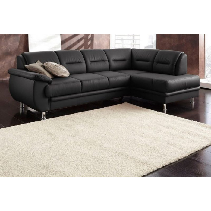 MAILAND Leder-Ecksofa schwarz - rechte Seite