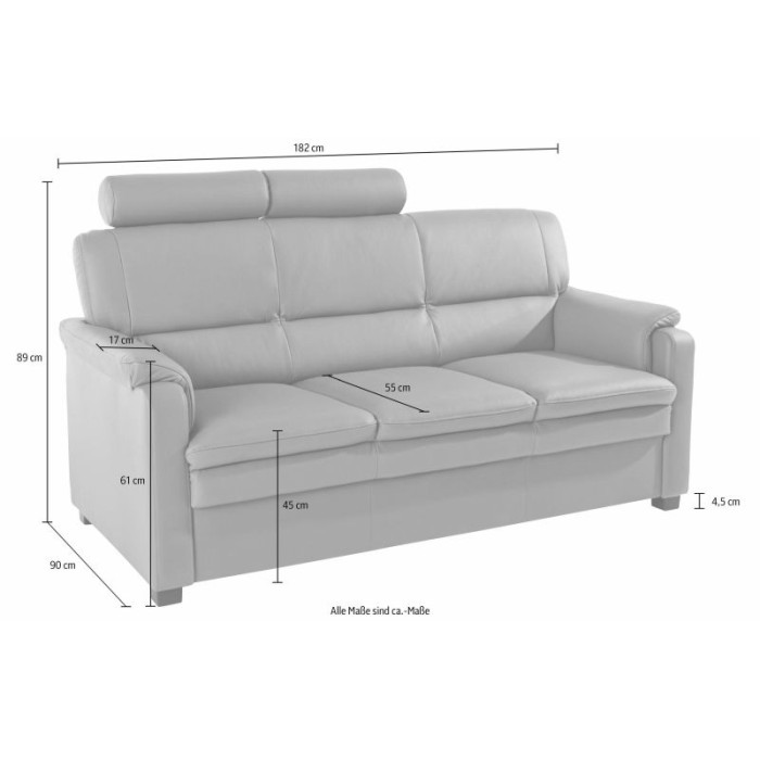 PISA Dreisitzer-Sofa aus Leder schwarz