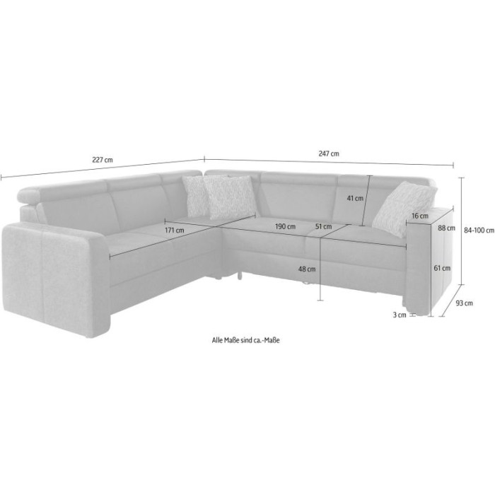 BOLOGNA Ecksofa-Set Mikrofaser anthrazit - linke Seite