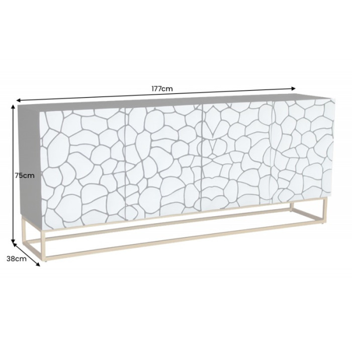 VULCANO Kommode Mosaikholz Mango schwarz/weiß 177cm