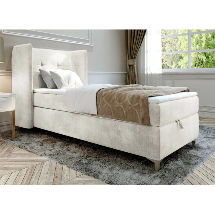 BOXSPRING Bett mit Box und Topper 90/200 cm creme