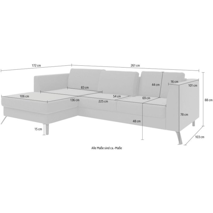 OLSEN Ecksofa-Garnitur rot - linke Seite