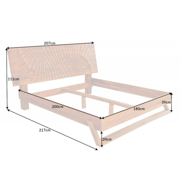 SCORPION Bett 180x200cm massiv mangobraun
