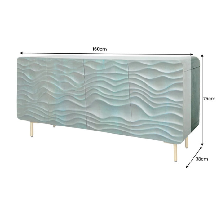 LAGOON Kommode aus Mangoholz 160 cm in türkis