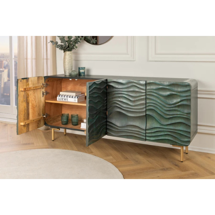 LAGOON Kommode aus Mangoholz 160 cm in türkis