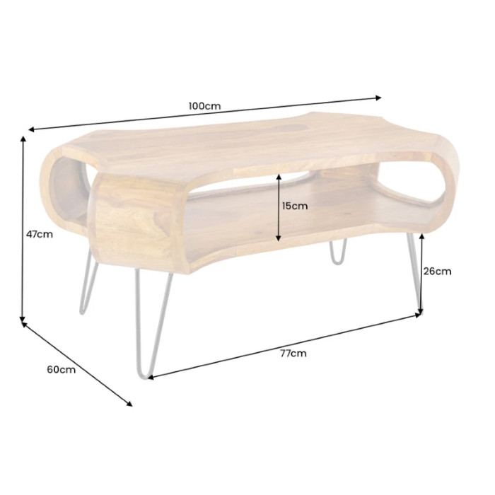 Konferenční stůl ORGANIC LIVING 100 cm, dřevo sheesham