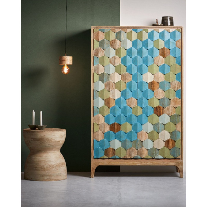 KYLE Design-Kommode aus massivem Mangoholz in Mehrfarben