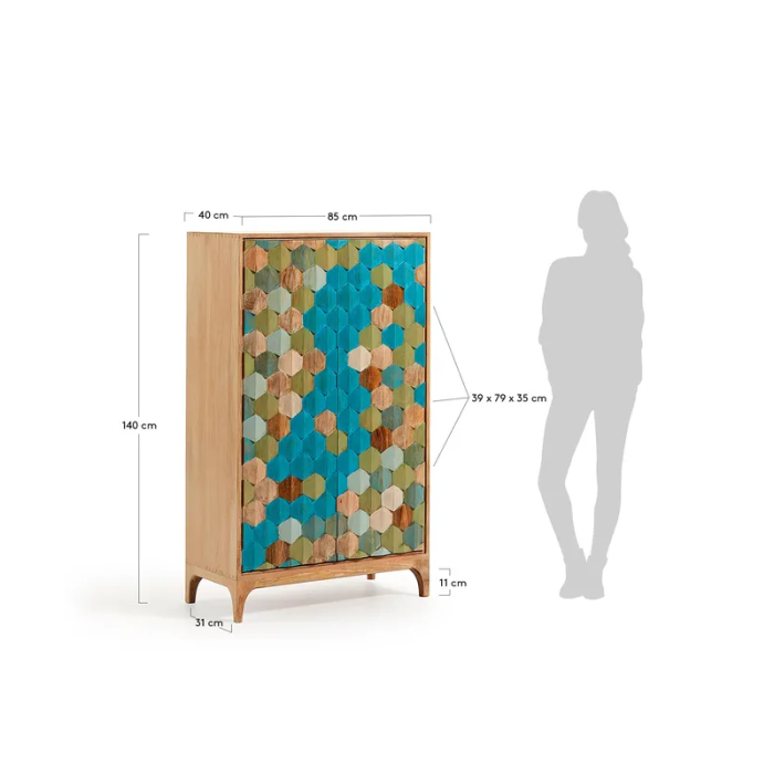 KYLE Design-Kommode aus massivem Mangoholz in Mehrfarben