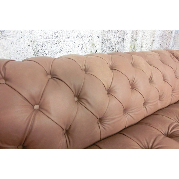 CANYON Chesterfield Ecksofa aus Leder hellbraun