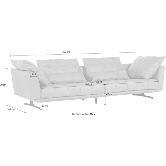 ONE Luxus-Ledersofa hellbraun 3 sitz