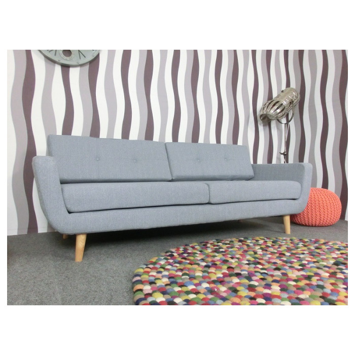 KINGSLEY retro Dreisitzer grau