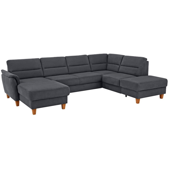 PALMERA rozkládací sedací souprava ve tvaru U mikrovlákno šedá