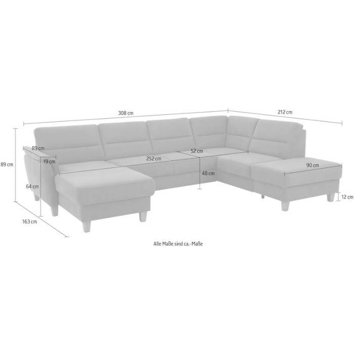PALMERA U-förmige Sofagarnitur Mikrofaser grau