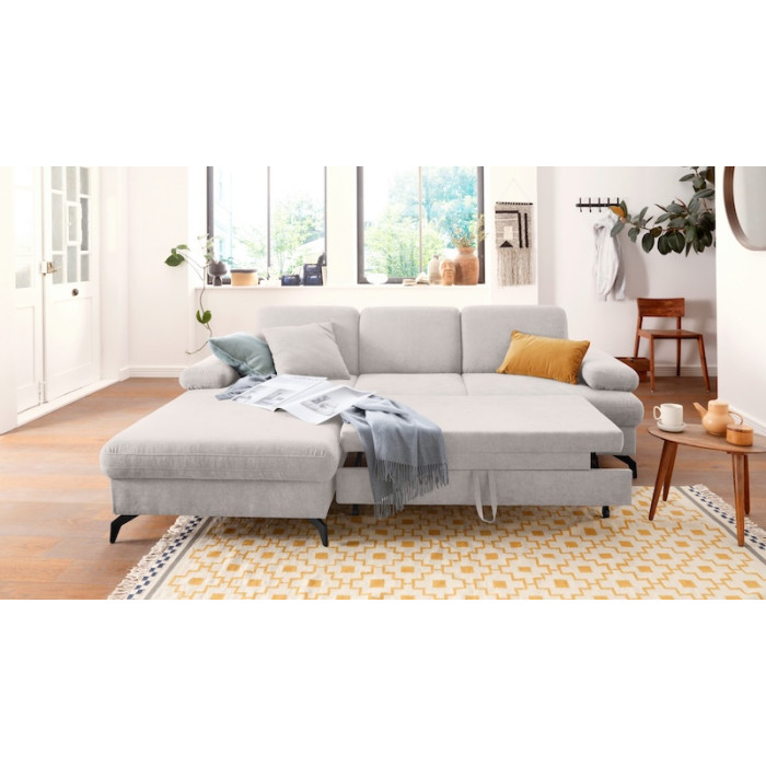 MORRIS Ecksofa-Set hellgrau - linke Seite