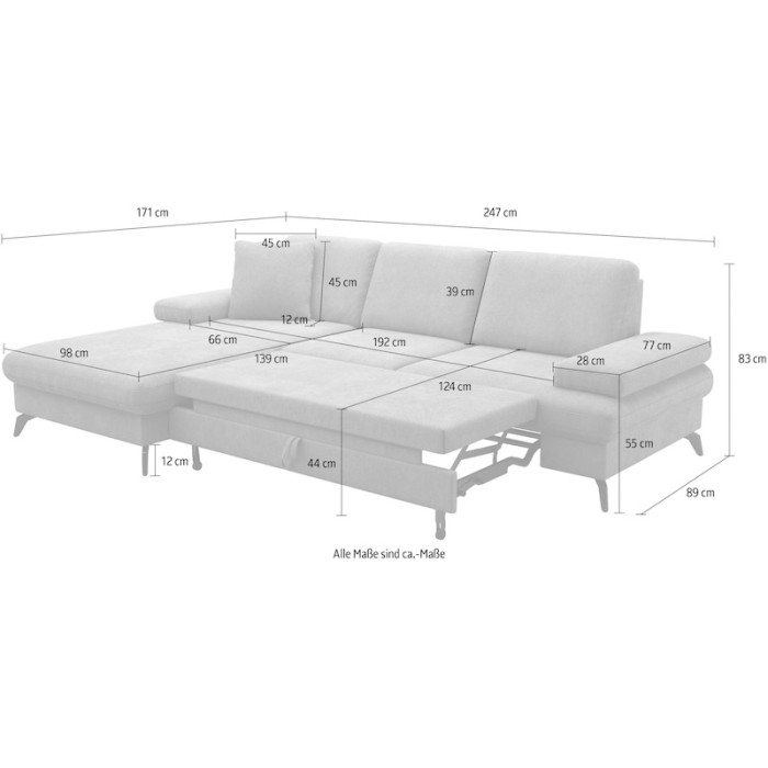 MORRIS Ecksofa-Set hellgrau - linke Seite