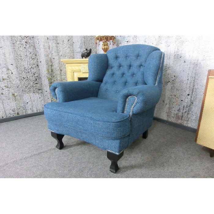 BAROCK Sessel mit Ohren blau