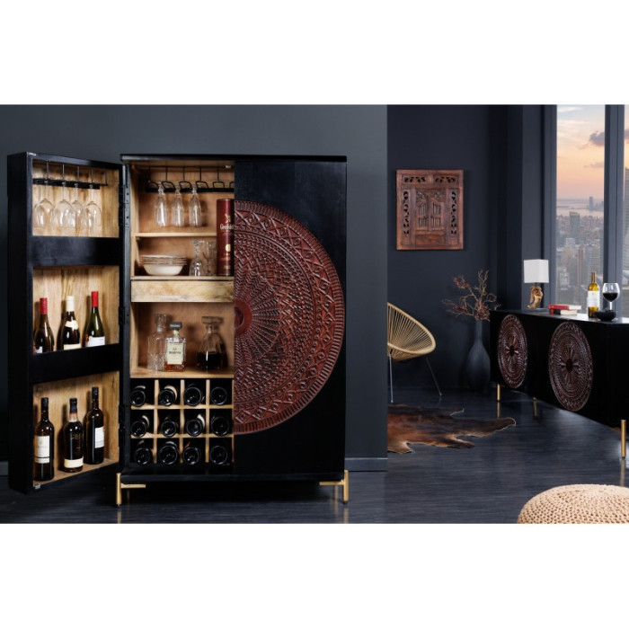 MANDALA designová barová skříňka masiv mango 140 cm