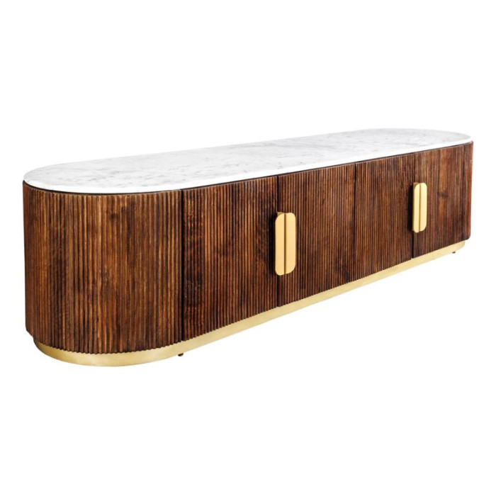 TV stolek GATSBY 170 cm mango s bílou mramorovou deskou