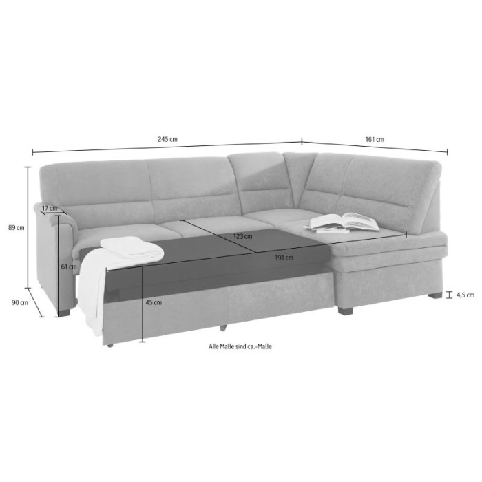 Pisa Schlafsofa mit Stauraum Stahl