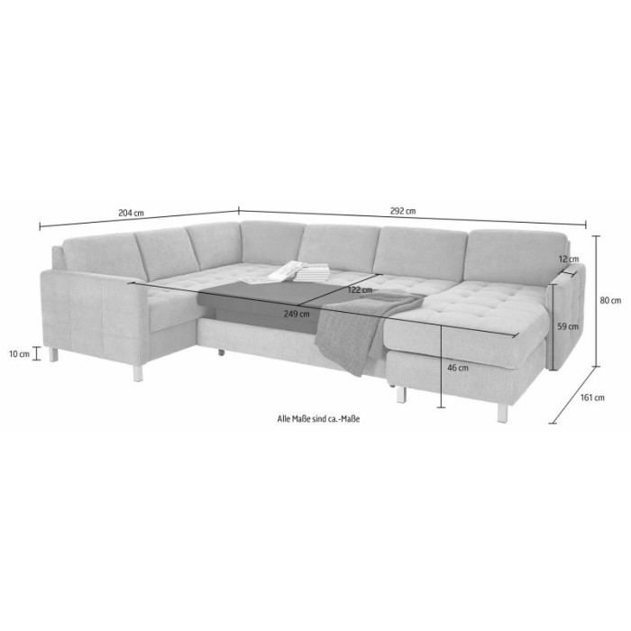Pablo rozkládací sedací souprava s úložným prostorem tmavě šedá
