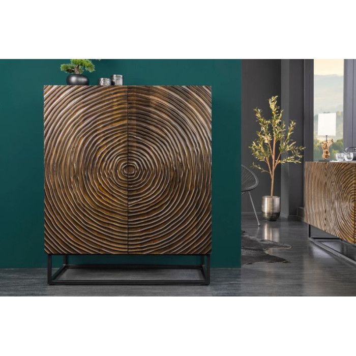 ZEN CIRCLE vysoká komoda 120 cm mangové dřevo černohnědá