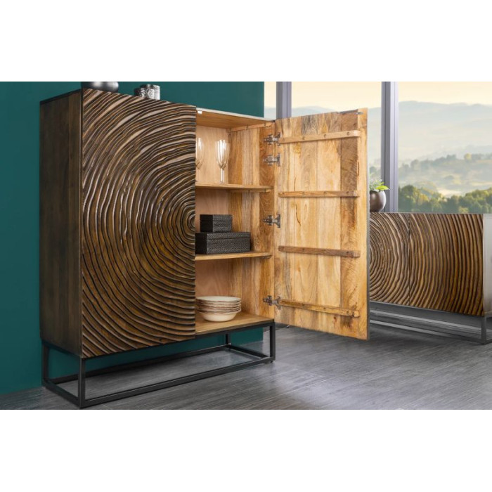 ZEN CIRCLE vysoká komoda 120 cm mangové dřevo černohnědá