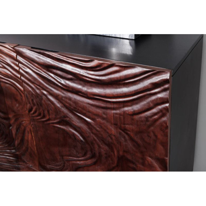 FLUID komoda 175 cm akáciové dřevo černá a tmavě ořechově hnědá