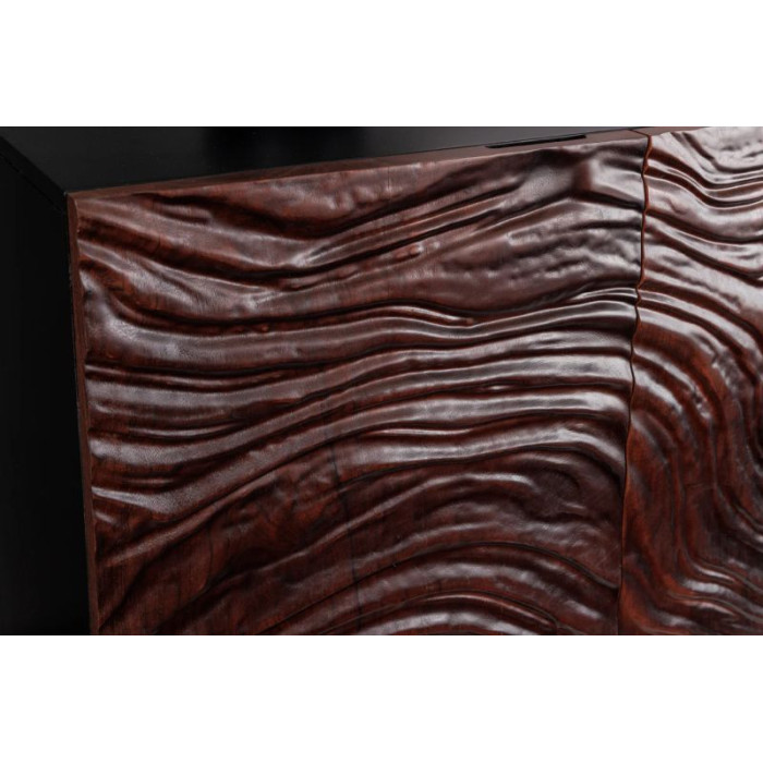 FLUID komoda 175 cm akáciové dřevo černá a tmavě ořechově hnědá