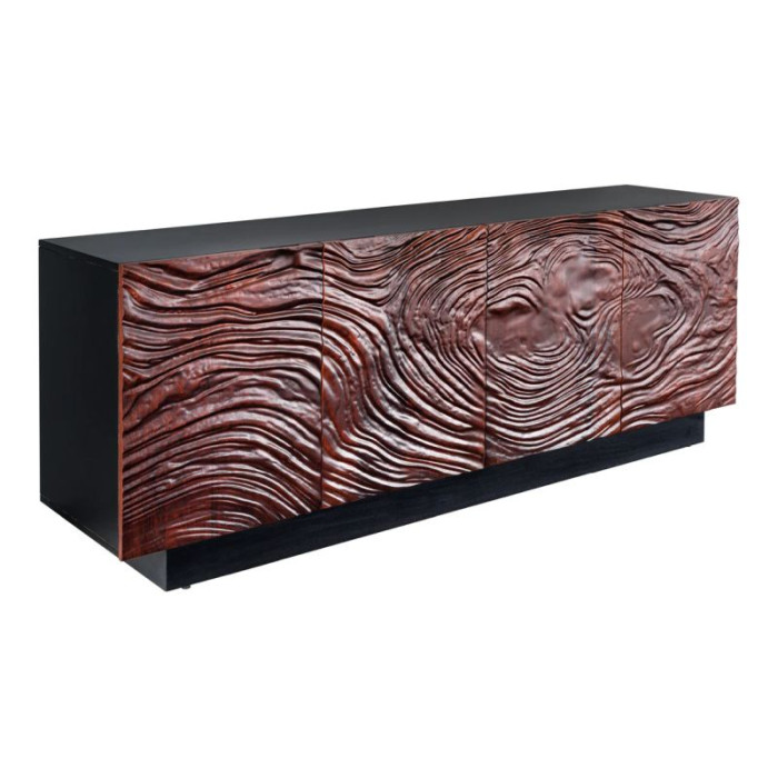 FLUID komoda 175 cm akáciové dřevo černá a tmavě ořechově hnědá