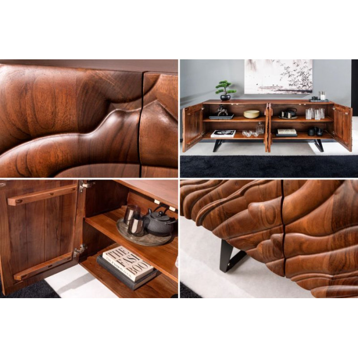 FLUID komoda 175cm akáciové dřevo ořech hnědá