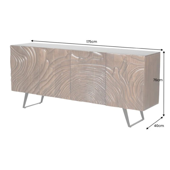 FLUID komoda 175cm akáciové dřevo ořech hnědá