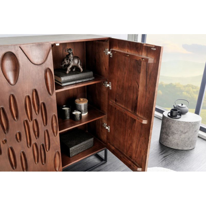 DUNE komoda 120cm akáciové dřevo tmavě ořechově hnědá