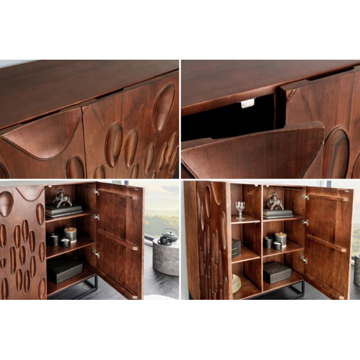 DUNE komoda 120cm akáciové dřevo tmavě ořechově hnědá