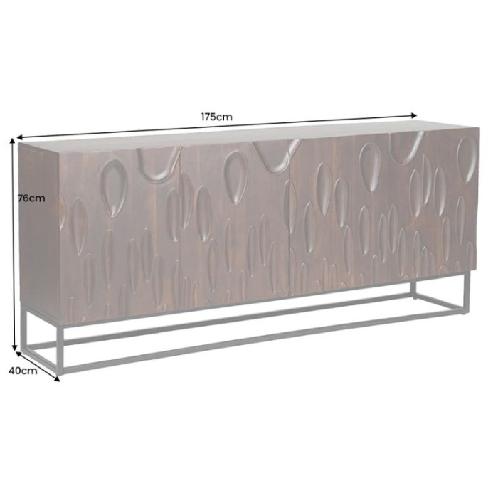 DUNE komoda 175cm akáciové dřevo tmavě ořechově hnědá