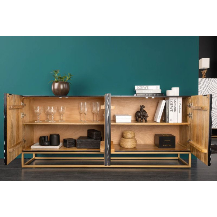 ZEN CIRCLE komoda 180cm mangové dřevo černá bílá