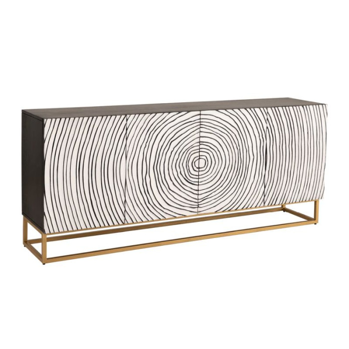 ZEN CIRCLE komoda 180cm mangové dřevo černá bílá