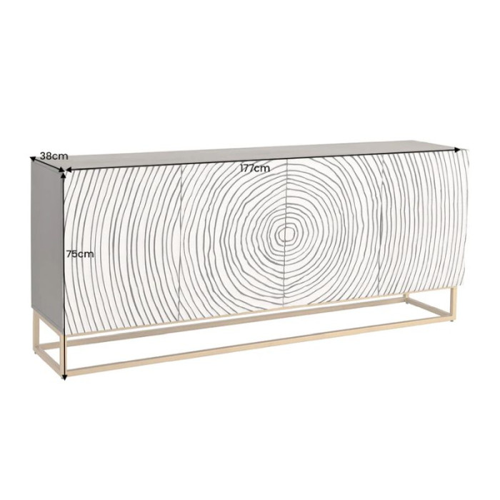 ZEN CIRCLE komoda 180cm 3D mangové dřevo černá bílá