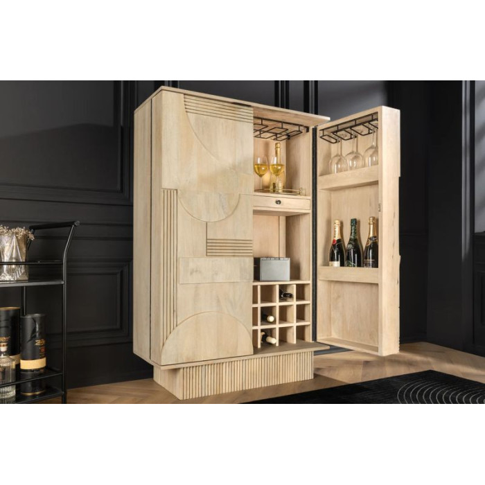 ART DECO Barová skříňka  140cm mangové dřevo bílá