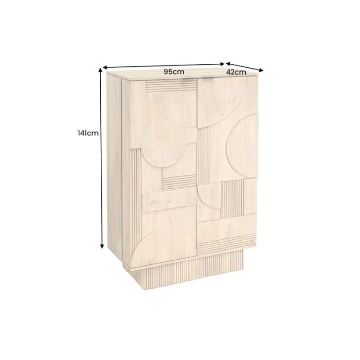 ART DECO Barová skříňka  140cm mangové dřevo bílá